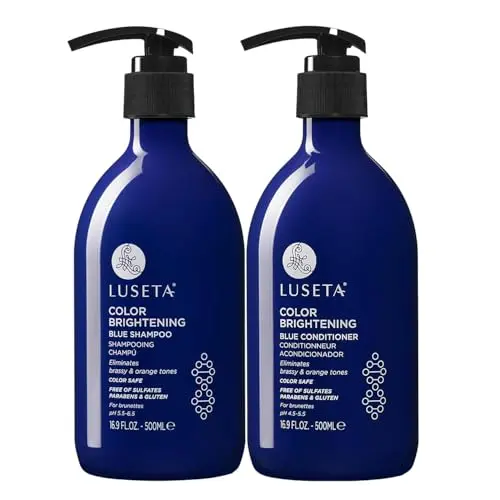 Luseta Blue Shampoo and Conditioner Set bottles