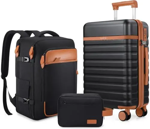 UKEIN 3-piece luggage set with carry-on suitcase and backpack