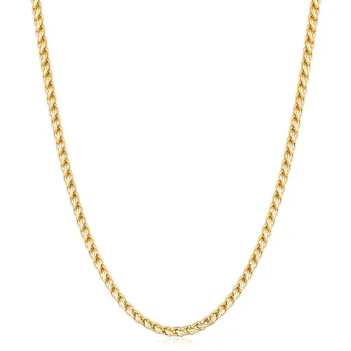 Thin wheat chain gold necklace for men with hypoallergenic design
