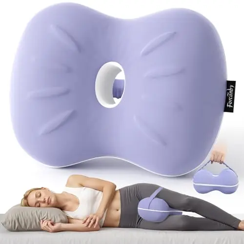 Forcanby knee pillow with ice silk cover in purple