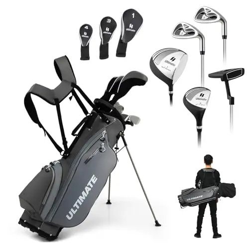 ULTIMATE men's golf club set in gray with stand bag