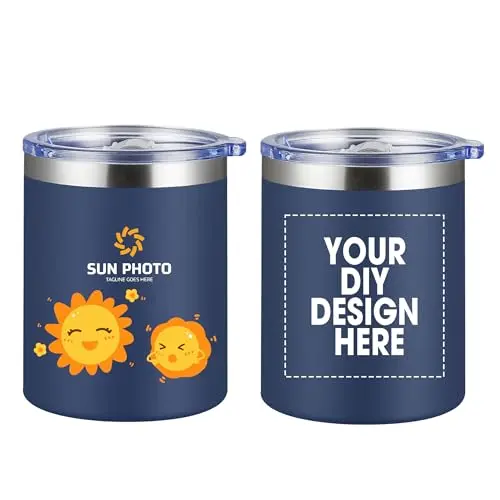 SMLIXE personalized travel mug in navy blue with custom print