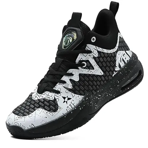 ASHION high top basketball shoes in black and white