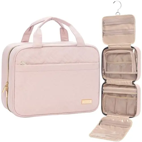 NISHEL compact hanging toiletry bag with transparent windows