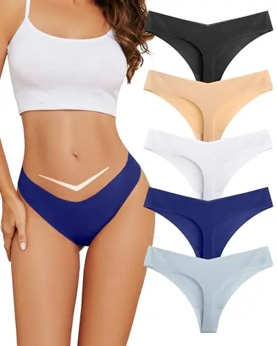voenxe women's low rise seamless thong underwear