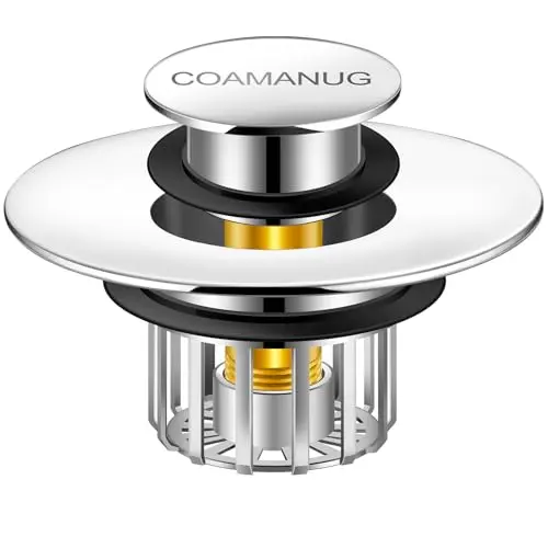 coamanug pop-up bathtub stopper with built-in hair strainer