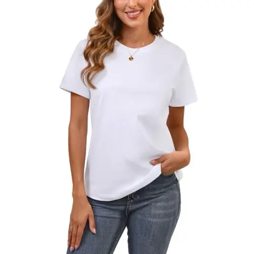 100% cotton women's basic crewneck t-shirt