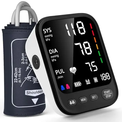 Invaxe automatic upper arm blood pressure monitor with large backlit display and adjustable cuff