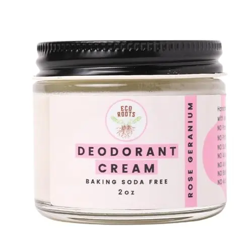 ECO ROOTS rose geranium natural deodorant cream in jar