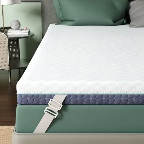 Releep adjustable firmness memory foam mattress topper with dual-sided cover