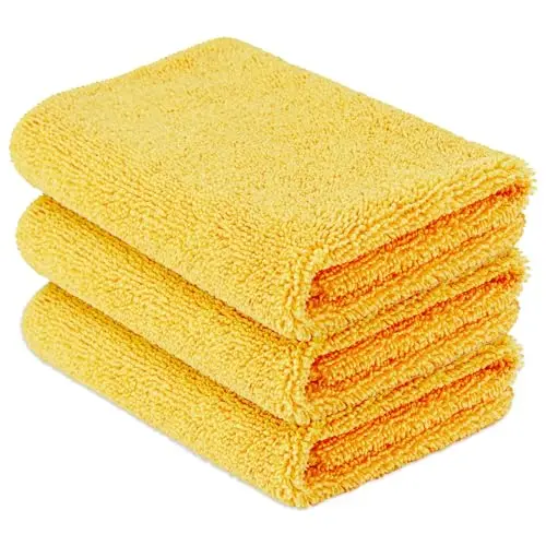 Amazon Basics yellow microfiber towels pack of 3