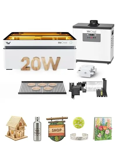 WECREAT Vision 20W laser engraver with fume extractor and camera