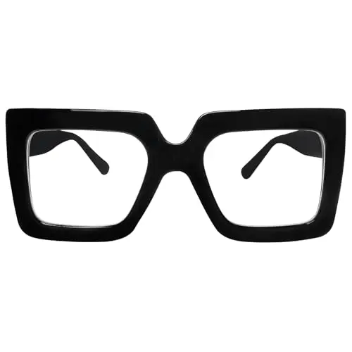 HOYUWAK oversized square blue light blocking glasses on face