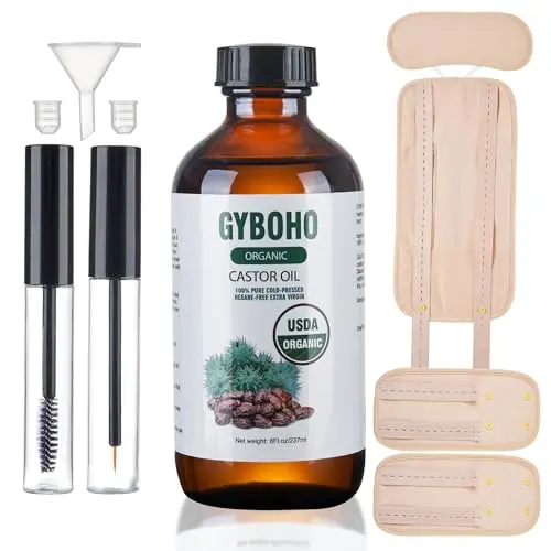 GYBOHO Castor Oil Organic kit with packs and applicators