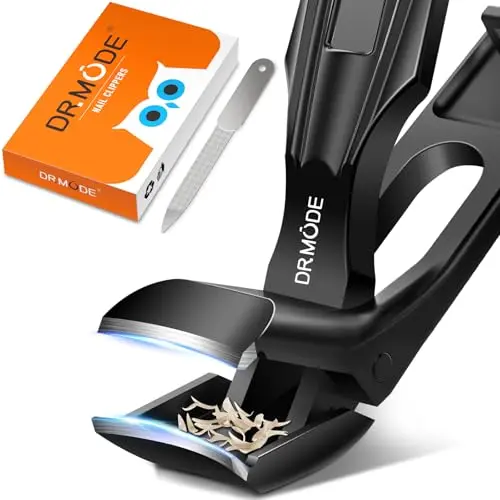 DRMODE angled head toenail clippers with catcher for thick nails