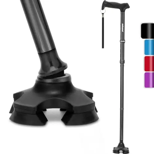 REHAND self-standing walking cane with pivot tip and soft grip