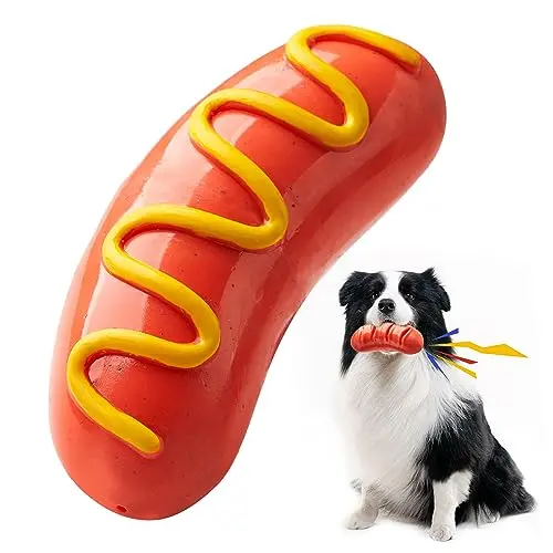 LiuMelinda hotdog shaped rubber dog chew toy for aggressive chewers