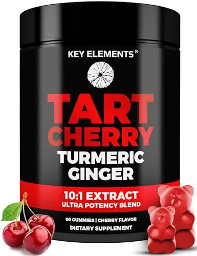 KEY ELEMENTS tart cherry gummies with turmeric and ginger for comprehensive pain relief