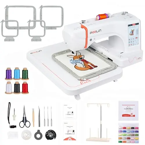 Poolin EOC06 embroidery machine with multiple hoop sizes