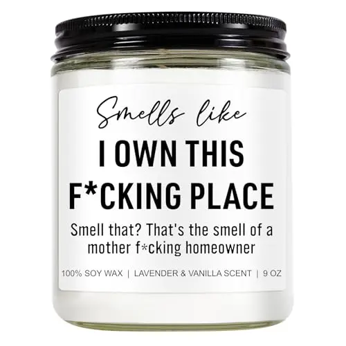 YOUNIFT lavender and vanilla scented candle with humorous message