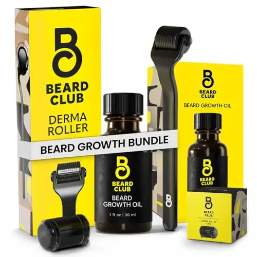 The Beard Club premium derma roller and beard growth oil kit