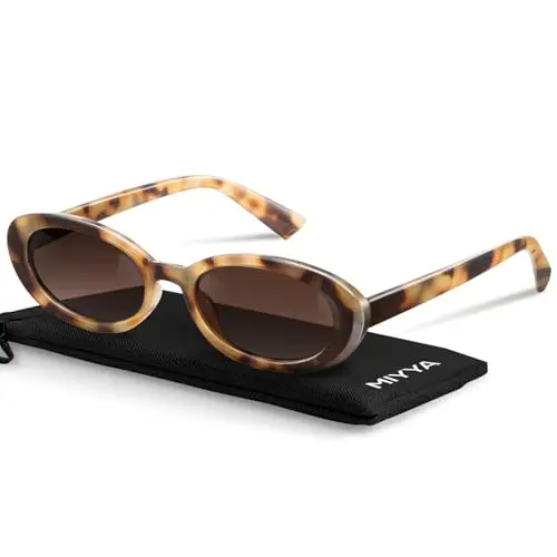 MIYYA polarized oval sunglasses in trendy colors on model with oval face