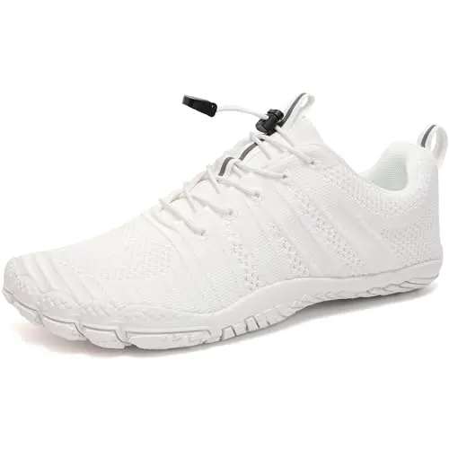 WateLves wide swim shoes in white with mesh upper