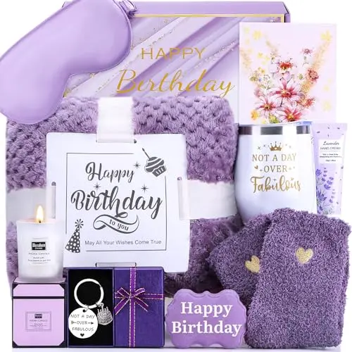 BAICAI spa gift basket with blanket, tumbler, bath bomb, and self-care items