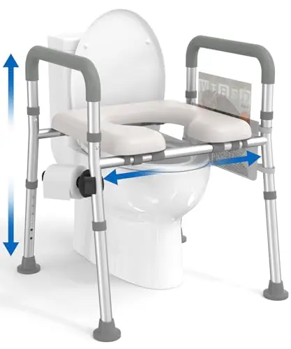 HOMLAND raised toilet seat with adjustable height and non-slip armrests
