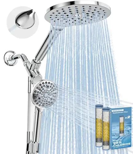 MakeFit dual shower head combo with filter and adjustable bar