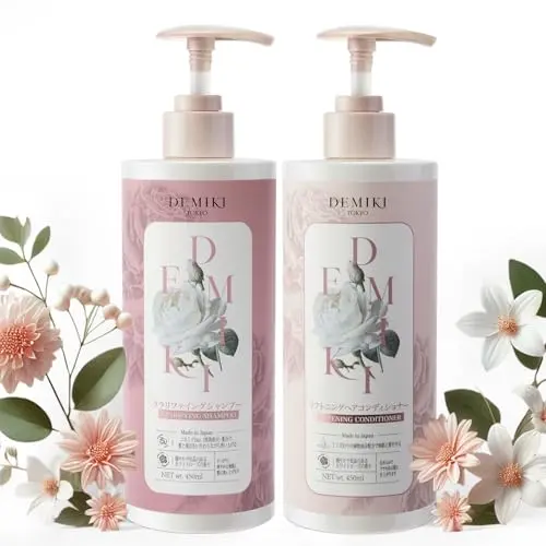 Japanese shampoo and conditioner set for oily hair with rose scent