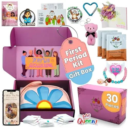 The Bloom First Period Kit with pads and accessories