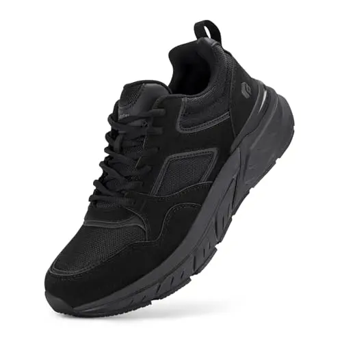 FitVille Extra Wide Walking Shoes for Men in Jet Black