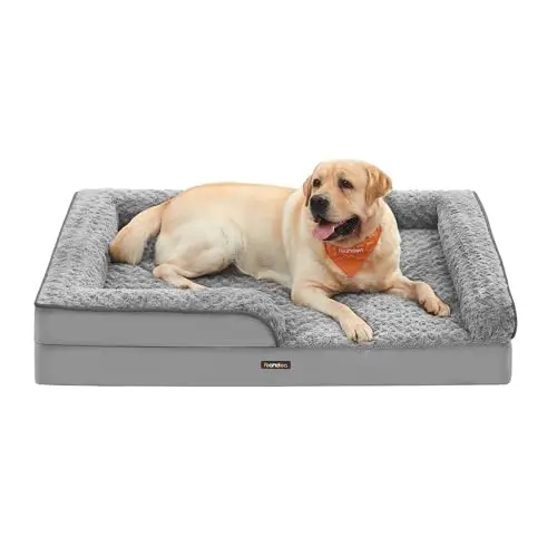 Feandrea orthopedic dog sofa in dove gray with raised edges