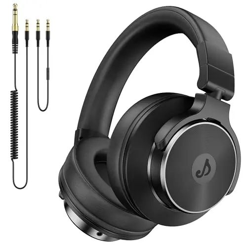 Rumoon wired over ear studio monitor headphones in black