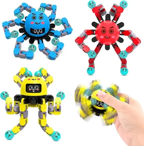 ASIOWELY transformable fidget spinner with colorful chains and cute expressions