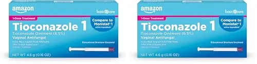 Amazon Basic Care tioconazole ointment for vaginal yeast infection treatment