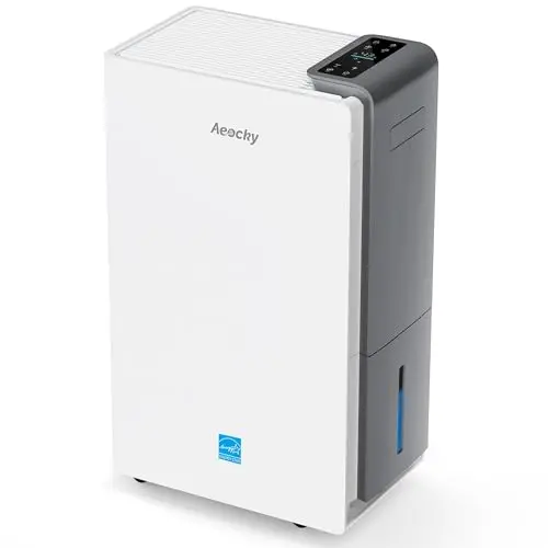 AEOCKY dehumidifier with digital display and modern white design