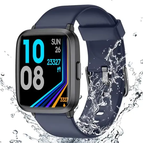 LIVIKEY fitness tracker with heart rate monitoring on blue strap