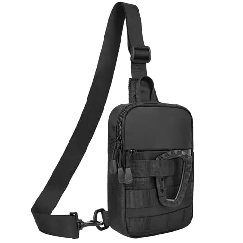 DEYACE tactical sling bag in black with MOLLE webbing