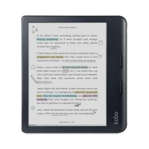 Kobo Libra Colour e-reader with color display and page turn buttons