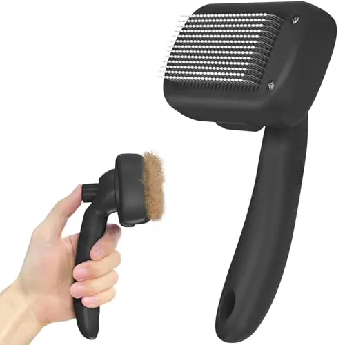 Dipoo black self-cleaning pet shedding brush