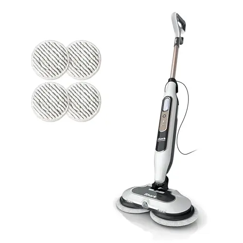 Shark Steam & Scrub mop cleaning tile floor with rotating pads