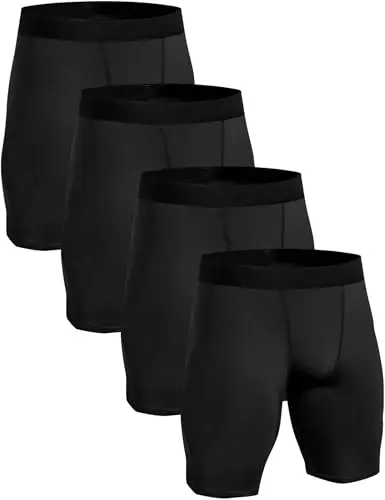 HovSiyla 4-pack compression shorts showing moisture-wicking fabric