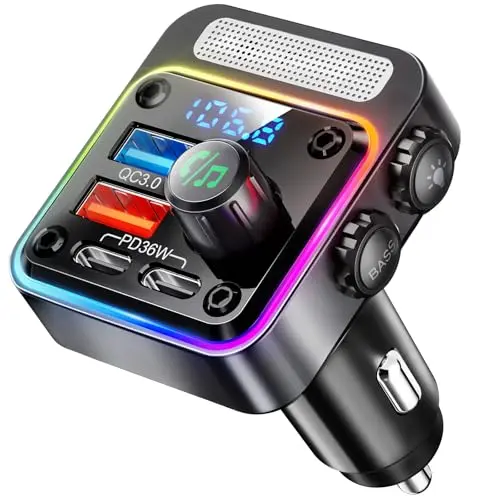 Nulaxy Bluetooth transmitter with four USB ports and multi-color LED