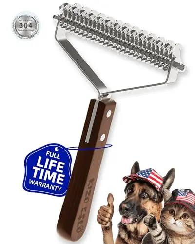 KIZO ESLO extra large 2-sided undercoat rake for big dogs