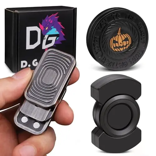Metal fidget toys set including slider, spinner and haptic coin