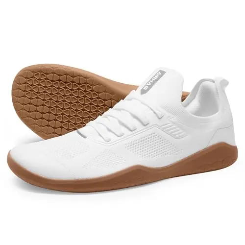 AIRHAS barefoot shoes in white with gum sole and wide toe box