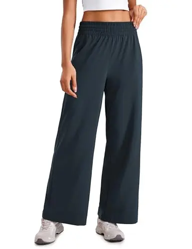 CRZ YOGA women's lightweight wide leg pants in navy blue