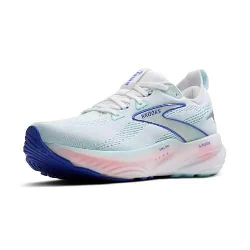 Brooks Glycerin 22 women's neutral running shoe in white and blue